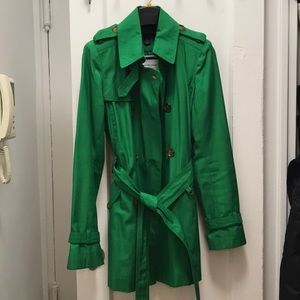 Tommy Hilfiger Green Double-Breasted Trench Coat